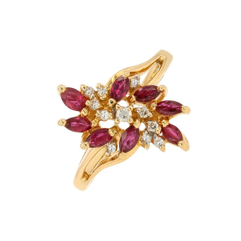 Bague rubis 0.40 carat et diamants 0.11 carat 2 ors 4.79g Comme neuf -  reconditionné disponible sur Gemme Les Bijoux
